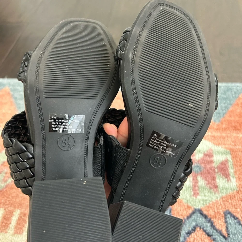 a new day Black Braided Double-Strap Slide Sandals